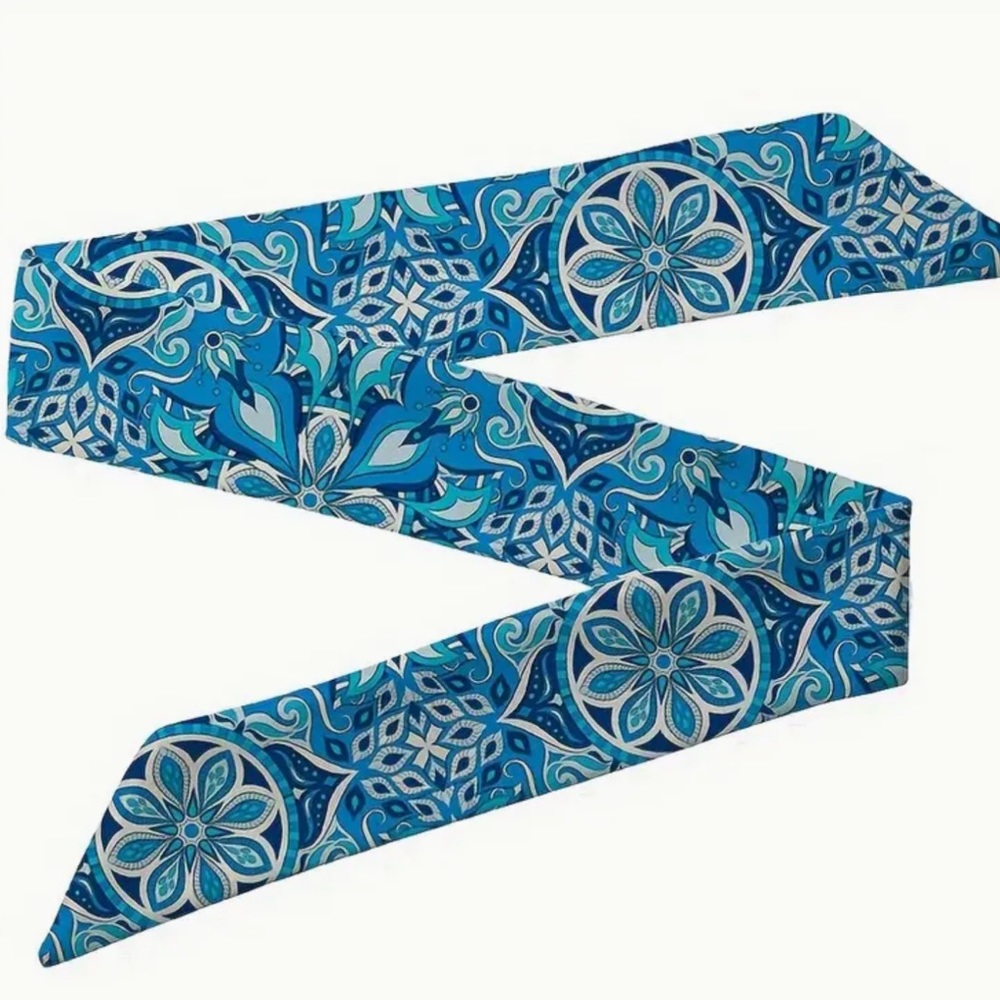 Two Vintage Mandala Pattern Thin Scarves / Hair Bands / Scarves - #1100